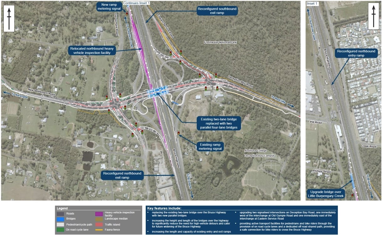 Bruce Highway Upgrade Deception Bay Road Interchange map 1