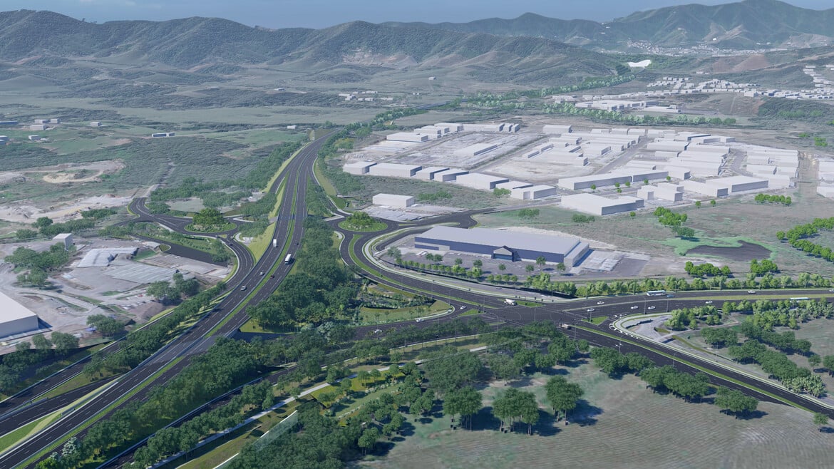 Englands Road Interchange -Artists impression of aerial view from south