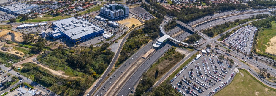 Aerial view of Stephenson Avenue Extension (cr: Main Roads WA)